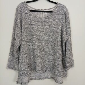 Per Se Sport Heathered Knit Top Women 2X Plus Casual Relaxed Stretchy Versatile